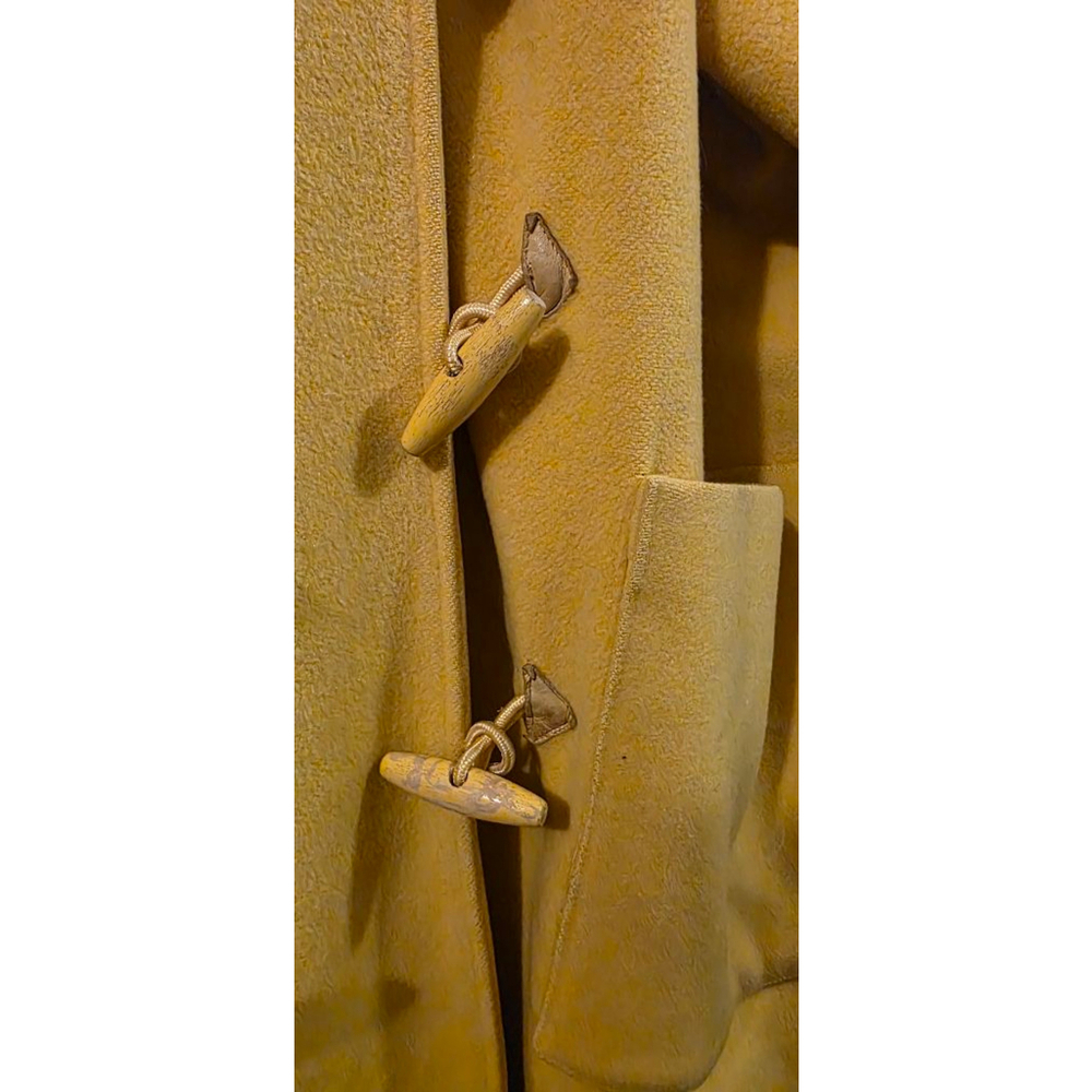 Women's NANCY HELLER Yellow Cashmere Wool Cape Coat with Wooden Toggles XL - Picture 11 of 14